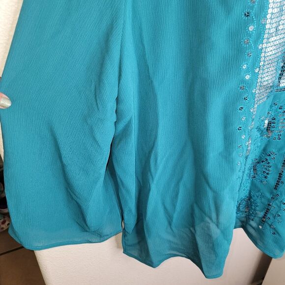 Cervelle sequin bohemian chiffon peasant top size 3x - Picture 5 of 10